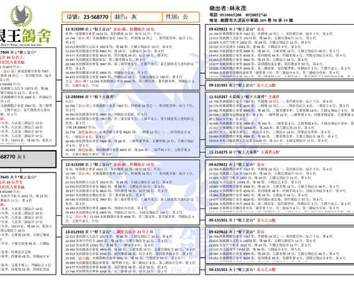 拍賣鴿之血統書